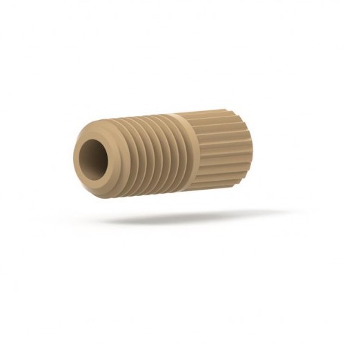 Upchurch Scientific Super Flangeless Nut for 1/8 inch OD Tubing, Short, 1/4-28 Flat Bottom, Headless Knurl, PEEK, Natural, Single - P-336 - Click Image to Close